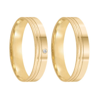 Kit Alianças em Ouro 18k c/ Diamante mod. Ametista 07AP + Solitário Sol24Z + Estojo Luxo