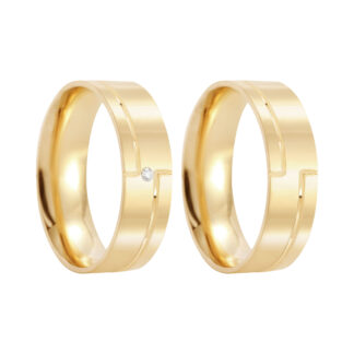 Par de Alianças em Ouro 18k com Diamante Mod.Tanzanita 13A + Estojo ❤️