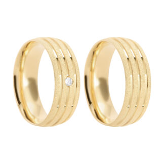 Par de Alianças em Ouro 18k com Diamante mod. Hematita 12AB-FO (Anatômicas)