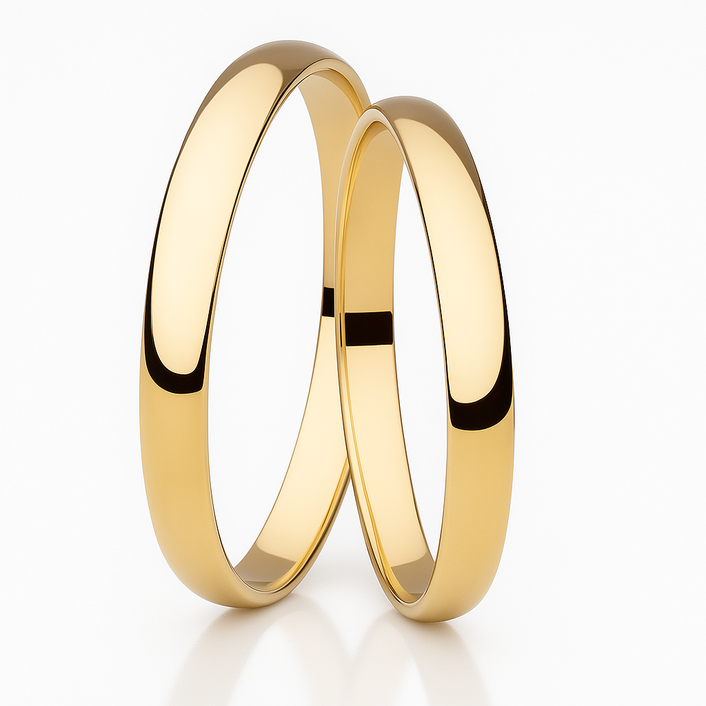 Par de Alianças em Ouro 18k mod. Ágata 02T + Estojo Luxo