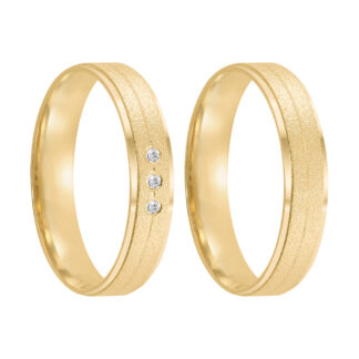 Par de Alianças em Ouro 18k mod. Madrepérola Three 09A-FO + Estojo Coração