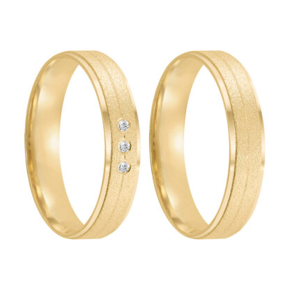 Par de Alianças em Ouro 18k mod. Madrepérola Three 09A-FO + Estojo Coração