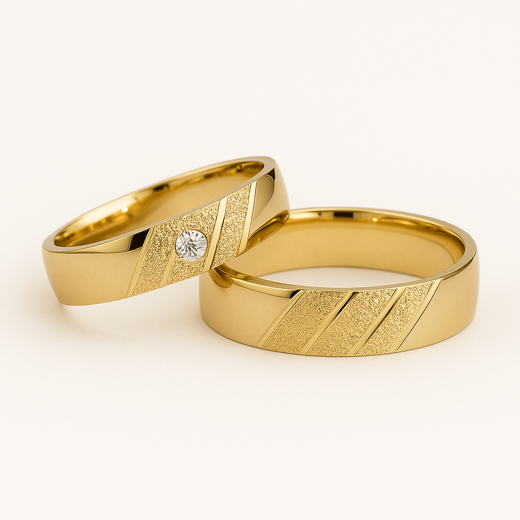 Par de Alianças em Ouro 18k mod. Topázio 10A + Estojo Luxo
