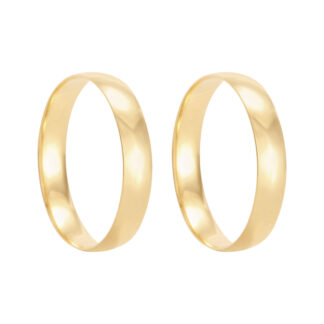 Par de Alianças em Ouro 18k mod. Turquesa 06A + Estojo Luxo