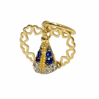 PG575Z - Pingente em Ouro 18k com Zircônias Nossa Senhora Aparecida + Estojo Luxo