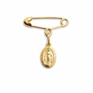 Pingente Alfinete Nossa Senhora das Graças em Ouro 18K + Estojo Luxo