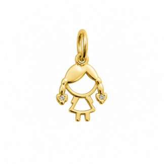 PG449Z - Pingente Menina em Ouro 18K com Zircônias + Estojo Luxo