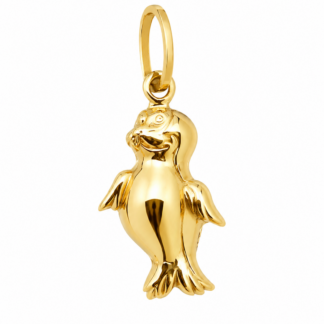 Pingente Pinguim em Ouro 18K + Estojo Luxo