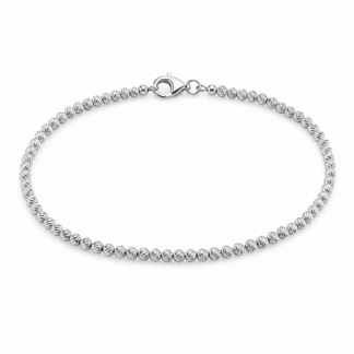 Pulseira Bolinhas Diamantadas em Ouro 18k Branco + Estojo Luxo
