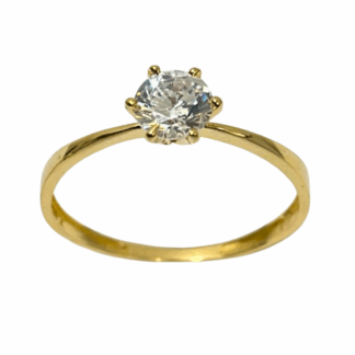 SOL30Z – Anel Solitário em Ouro 18k com Zircônia + Estojo Luxo