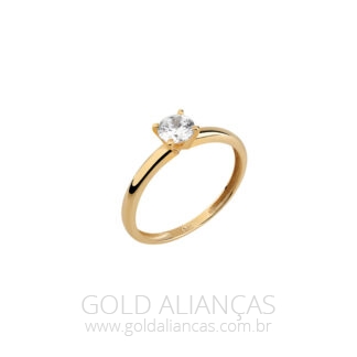SOL53Z – Solitário em Ouro 18k Aro Grosso + Estojo Luxo