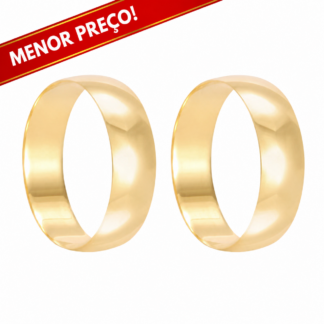 Par de Alianças em Ouro 10k mod. Turquesa 10A (anatômicas) + Estojo Luxo