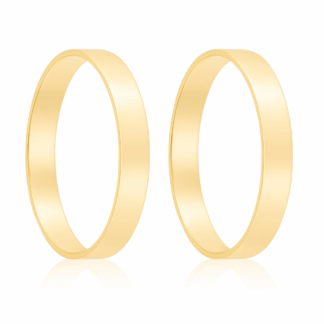 Par de Alianças em Ouro 18k mod. Turquesa 04TP + Estojo Luxo