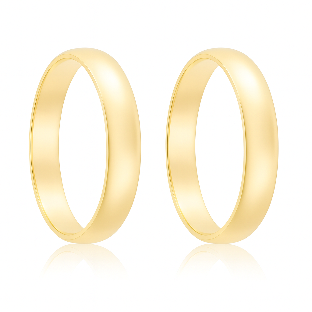 Par de Alianças em Ouro 10k mod. Turquesa 04T + Estojo Luxo