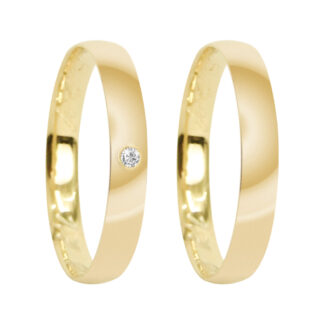 Par de Alianças em Ouro 18k mod. Alexandrita 06A (Anatômicas) + Estojo Luxo