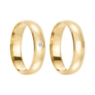 Par de Alianças em Ouro 18k com Diamante Mod. Alexandrita 10A (anatômicas) + Estojo Luxo