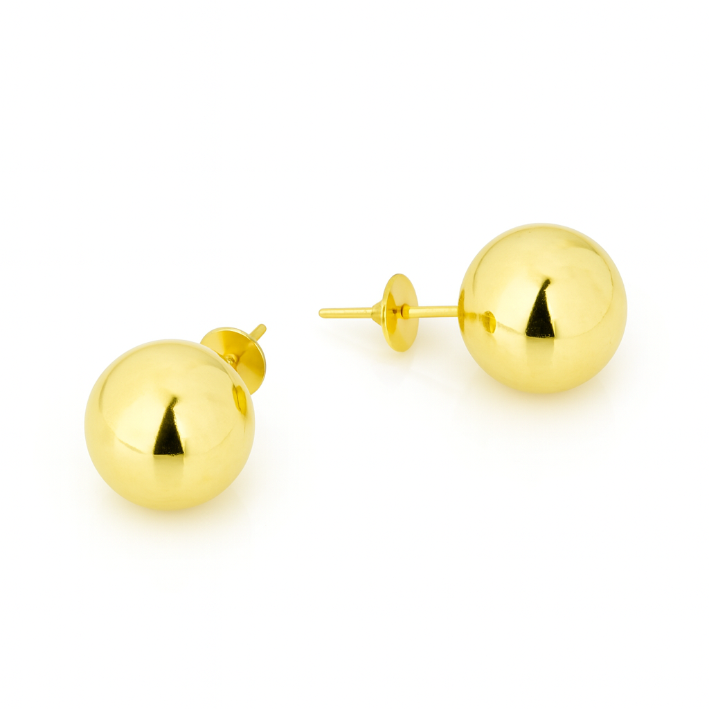 BBOL900 - Brinco em Ouro 18k Bola + Estojo Luxo