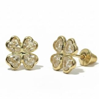 BRF009Z - Brincos Ouro 18K Trevo De 4 Folhas + Estojo Luxo