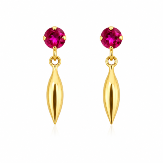 BRM001Z-V - Brinco em ouro 18k com Zircônia Vermelha + Estojo Luxo