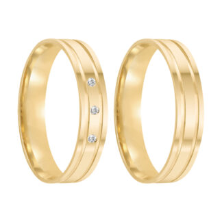 Par de Alianças em Ouro 18k Mod. Fluorita 08A + Estojo ❤️