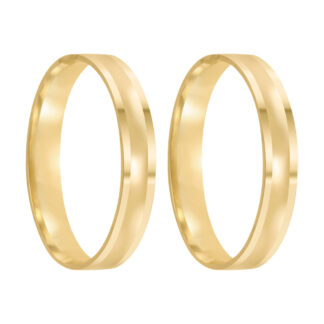 Par de Alianças em Ouro 18k mod. Malaquita 06A + Estojo Coração