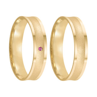 Par de Alianças em Ouro 18k mod. Malaquita 10AV-FO + Estojo Coração