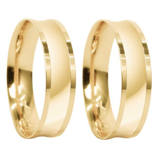 Par de Alianças em Ouro 18k mod. Malaquita 12A + Estojo Coração