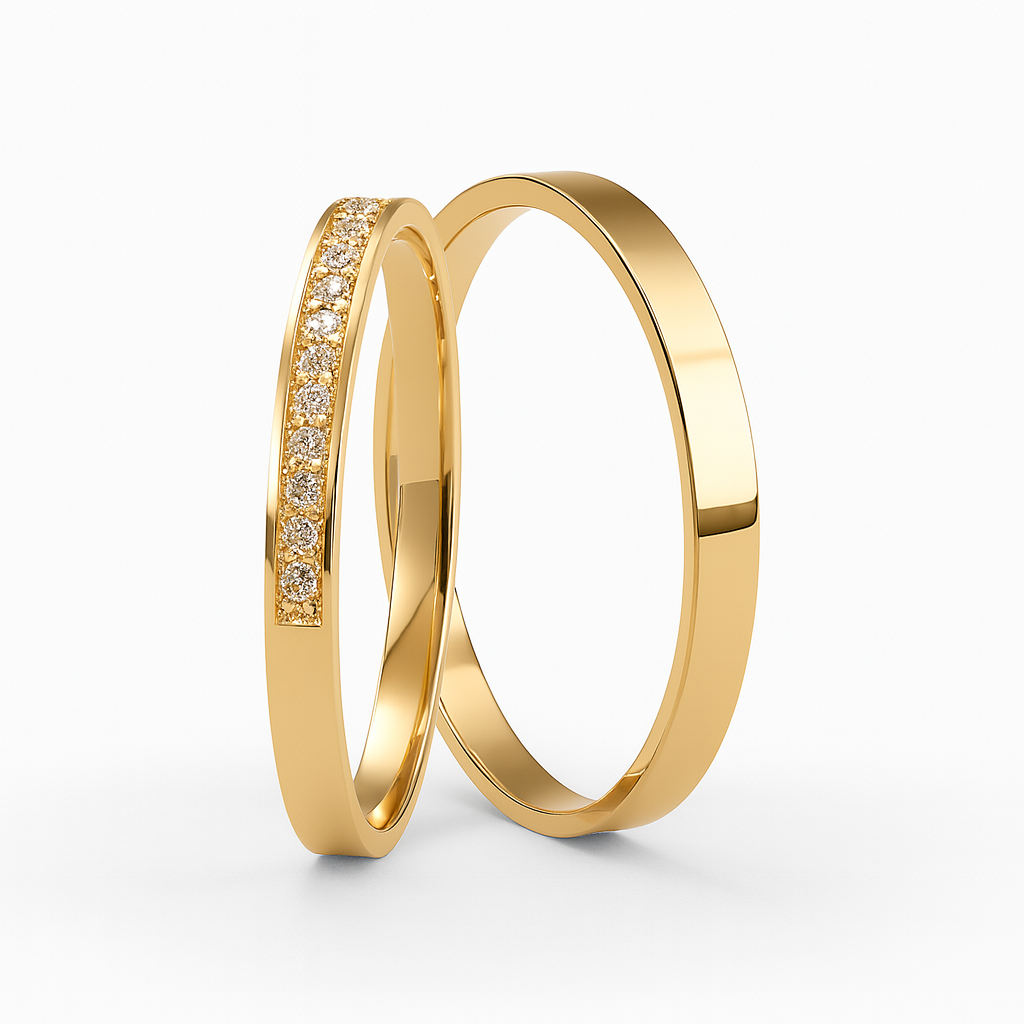 Par de Alianças em Ouro 18k mod. Ourolita 7TP + Estojo Luxo