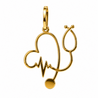 PG587 - Pingente Estetoscópio em Ouro 18K + Estojo Luxo