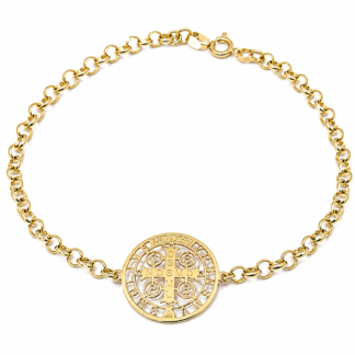 PL140-Pulseira São Bento em Ouro 18K – Malha Portuguesa + Estojo Luxo