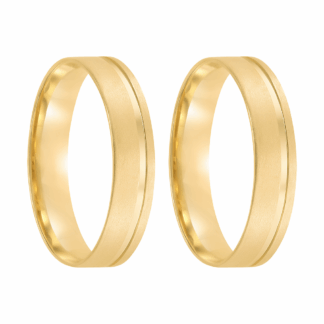 Par de Alianças em Ouro 18k mod. Rubi 08A-FO + Estojo Luxo