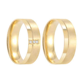 Par de Alianças em Ouro 18k com Diamantes Mod. Safira 12A-FO + Estojo ❤️