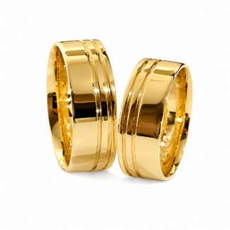 Par de Alianças em Ouro 18k Mod. Turmalina 10A + Estojo Luxo