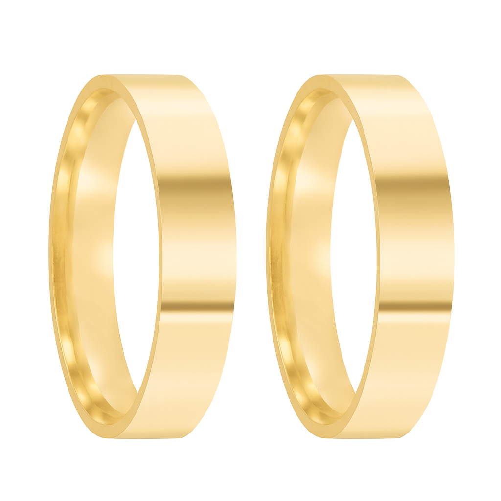 Par de Alianças em Ouro 18k mod. Turquesa 08AP + Estojo Luxo