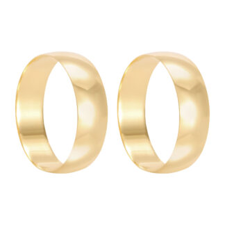 Par de Alianças em Ouro 18k mod. Turquesa 10A (anatômicas) + Estojo Luxo