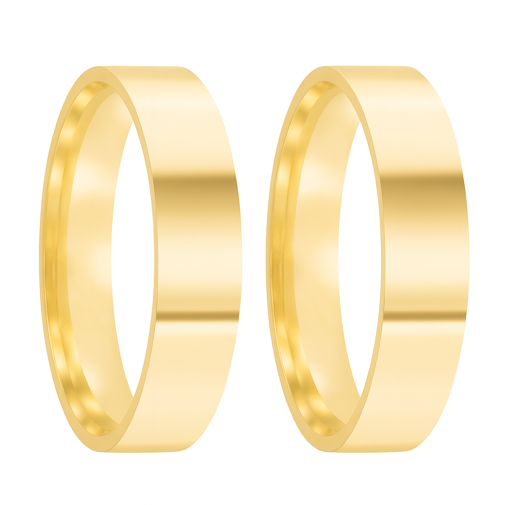 Par de Alianças em Ouro 18k mod. Turquesa 10AP + Estojo Luxo