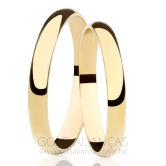 Par de Alianças em Ouro 18k mod. Ágata 02T + Estojo Luxo